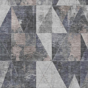 HomeRoots 10' Gray and Beige Geometric Area Rug – Washable, UV Protected, Durable for High-Traffic Spaces! 706981