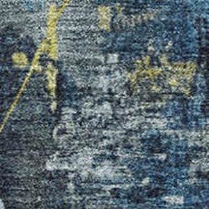 HomeRoots 10' Navy Blue & Gold Geometric Area Rug - Washable, UV Protected, Stain Resistant for Modern Spaces 706987