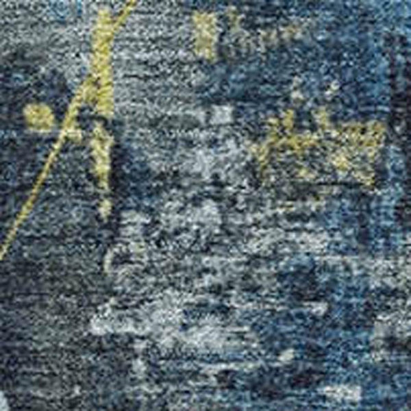 HomeRoots 10' Navy Blue & Gold Geometric Area Rug - Washable, UV Protected, Stain Resistant for Modern Spaces 706987