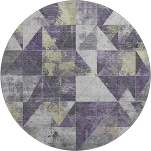 HomeRoots 8' X 10' Stylish Purple & Beige Geometric Washable Area Rug - Durable, UV Protected, Easy Care! 706991