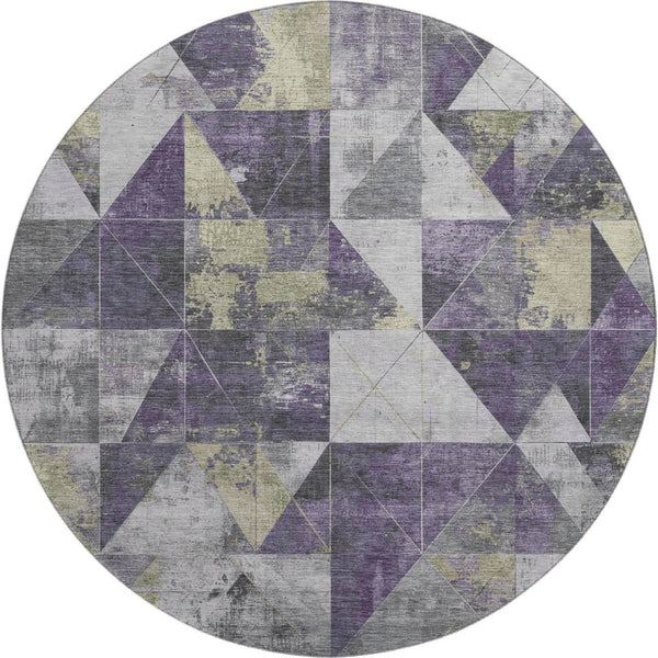 HomeRoots 8' X 10' Stylish Purple & Beige Geometric Washable Area Rug - Durable, UV Protected, Easy Care! 706991