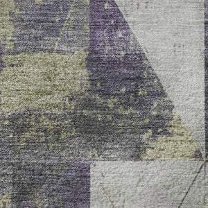 HomeRoots 8' X 10' Stylish Purple & Beige Geometric Washable Area Rug - Durable, UV Protected, Easy Care! 706991
