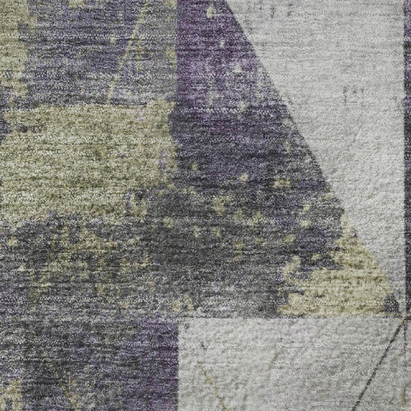 HomeRoots 8' X 10' Stylish Purple & Beige Geometric Washable Area Rug - Durable, UV Protected, Easy Care! 706991