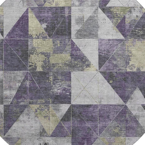 HomeRoots 8' X 10' Stylish Purple & Beige Geometric Washable Area Rug - Durable, UV Protected, Easy Care! 706991