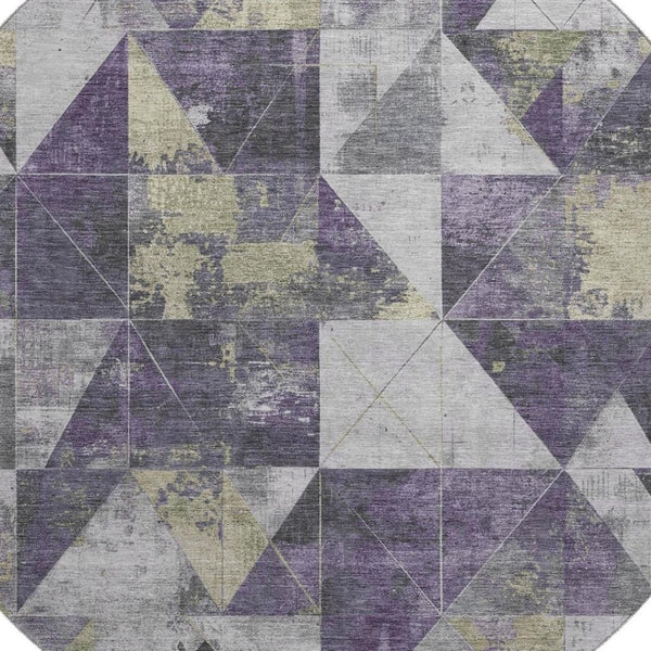 HomeRoots 8' X 10' Stylish Purple & Beige Geometric Washable Area Rug - Durable, UV Protected, Easy Care! 706991
