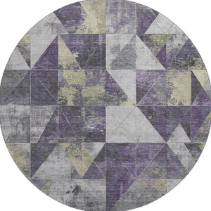 HomeRoots 8' X 10' Stylish Purple & Beige Geometric Washable Area Rug - Durable, UV Protected, Easy Care! 706991