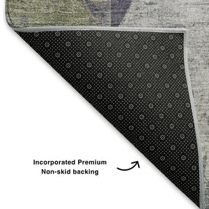 HomeRoots 9' X 12' Stylish Purple & Beige Geometric Washable Area Rug with UV Protection for Everyday Use 706992