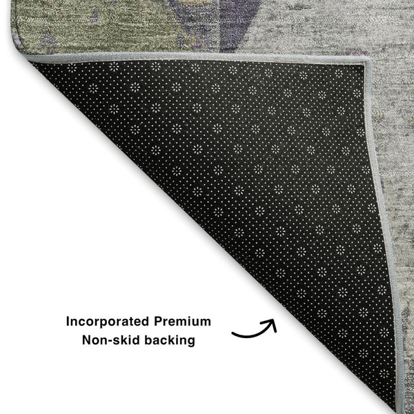 HomeRoots 9' X 12' Stylish Purple & Beige Geometric Washable Area Rug with UV Protection for Everyday Use 706992