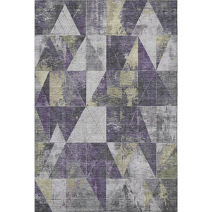HomeRoots 9' X 12' Stylish Purple & Beige Geometric Washable Area Rug with UV Protection for Everyday Use 706992