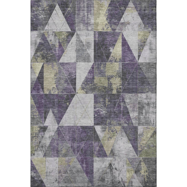 HomeRoots 9' X 12' Stylish Purple & Beige Geometric Washable Area Rug with UV Protection for Everyday Use 706992