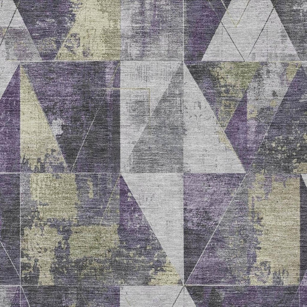 HomeRoots 10' X 14' Washable Purple and Beige Geometric Area Rug with UV Protection for Stylish Durability 706993