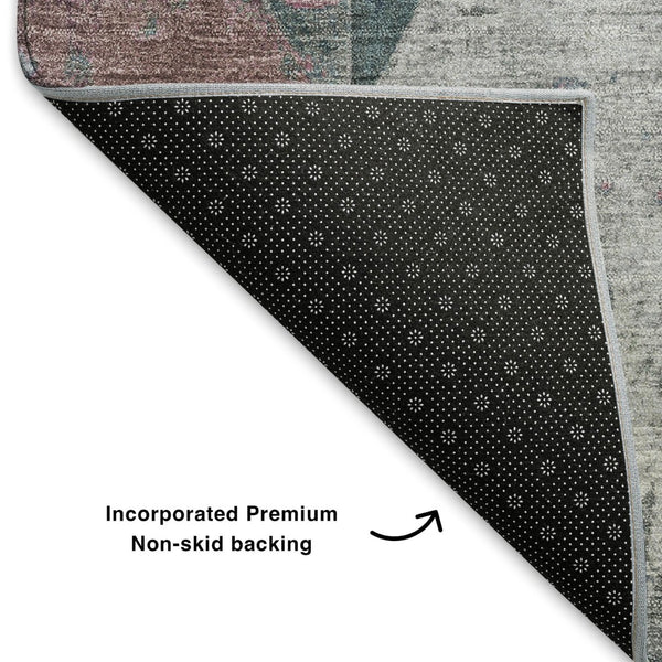 HomeRoots 9' X 12' Pale Aqua & Coral Geometric Washable Area Rug – UV Protected, Non-Slip & Kid-Friendly Design 706998