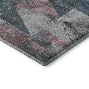 HomeRoots 9' X 12' Pale Aqua & Coral Geometric Washable Area Rug – UV Protected, Non-Slip & Kid-Friendly Design 706998