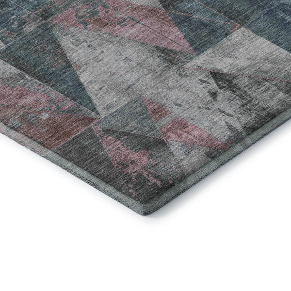 HomeRoots 9' X 12' Pale Aqua & Coral Geometric Washable Area Rug – UV Protected, Non-Slip & Kid-Friendly Design 706998