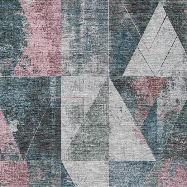HomeRoots 10' X 14' Pale Aqua Coral Geometric Area Rug - Washable, UV Protected, Non-Slip for Modern Spaces 706999