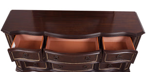 English Elm Paris G09300-D Dresser with Velvet-Lined Top Drawer, Wood Veneer Finish, Iron-Style Handles & Bun Feet Cherry 72 L x 23 W x 37 H B078P301566