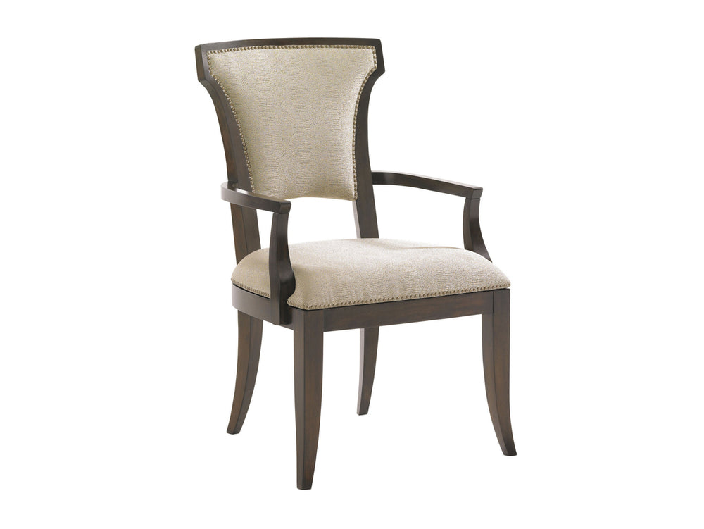 Lexington Seneca Elegant Upholstered Arm Chair With Nailhead Trim And Luxurious Cobblestone Rose Gold Fabric Arlington  706-883-01