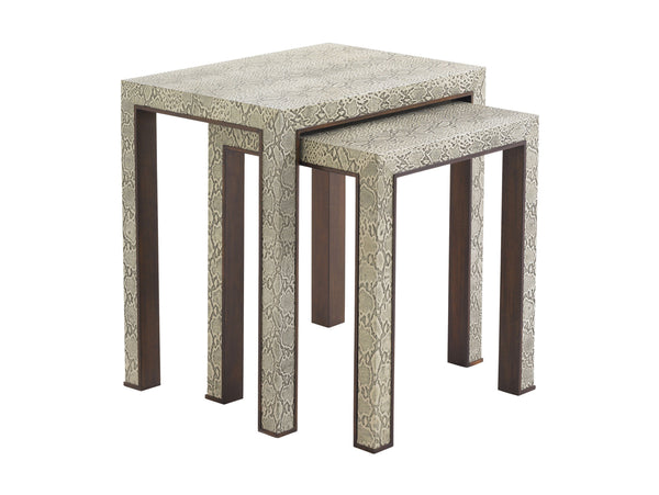 Lexington Adler Luxurious Nesting Tables With Embossed Python Leather And Wood Edges For Sophisticated Living Arlington  706-957
