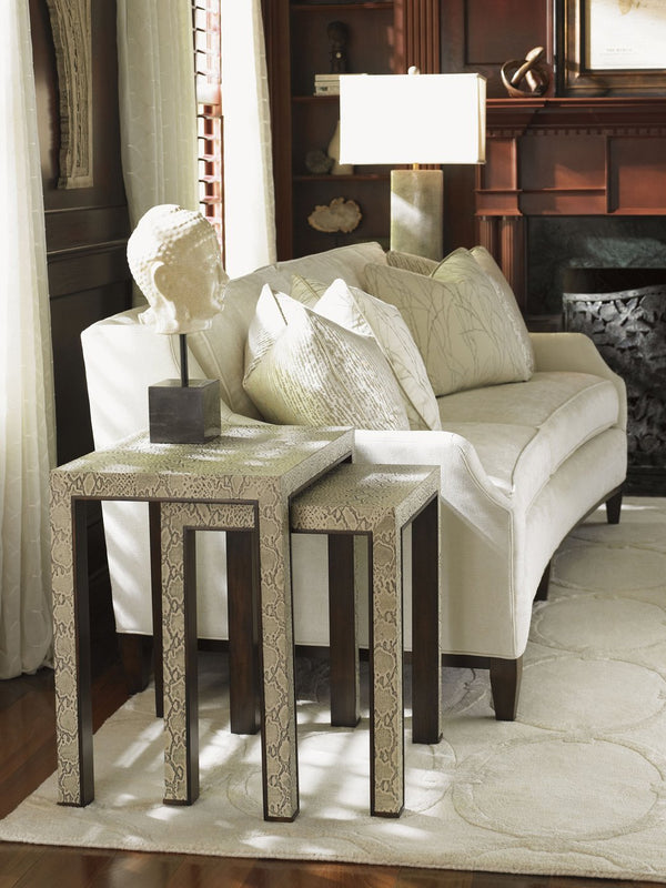 Lexington Adler Luxurious Nesting Tables With Embossed Python Leather And Wood Edges For Sophisticated Living Arlington  706-957