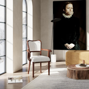 English Elm Walnut Upholstered Dining Chairs Set Of 2 – Elegant Beige Armchairs With Solid Hardwood Frame & Comfort N842P319126D-GIGA