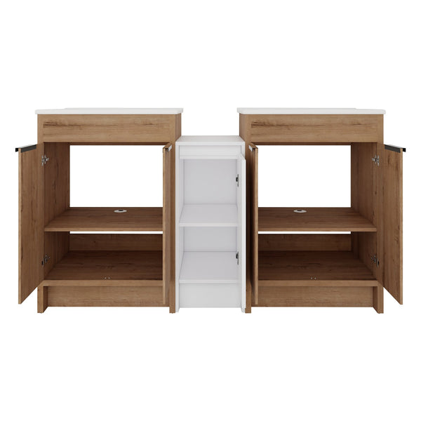 English Elm 60 Inch Freestanding Bathroom Vanity With Ceramic Sink, Soft-Close Doors & Ample Storage Solutions W999S00321