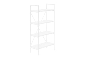 English Elm Bookshelf, 4-Tier Space-Saving Bookcase with Dark Wood-Look Laminate and Black Metal Frame for Home Decor White 50 L x 14 W x 4 H B2710P219959