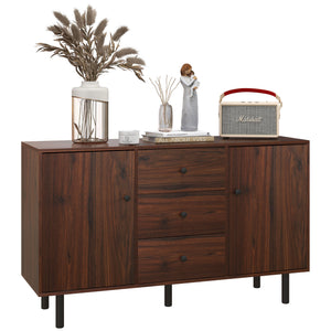English Elm Homcom Rustic Buffet Cabinet With Adjustable Shelves, Drawers & Cupboards – Versatile Coffee Bar & Organizer W2225P200429