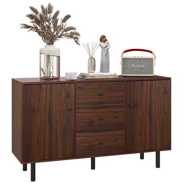 English Elm Homcom Rustic Buffet Cabinet With Adjustable Shelves, Drawers & Cupboards – Versatile Coffee Bar & Organizer W2225P200429