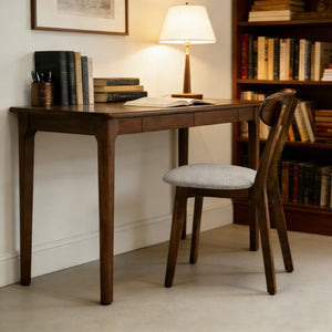 English Elm Solid Natural Wood Mid-century Dining Chairs Curved Back Upholstered Seat Set of 2 W3204P429363