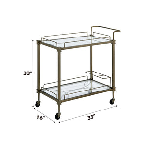 English Elm Aditya Two Tier Mirrored Bar Cart with Antique Brass Frame for Glam Entertaining B2726P448767