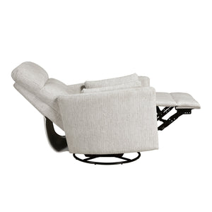 English Elm Modern Swivel Glider Recliner Chair with 360° Rotation, Plush Microfiber Upholstery & Pillows for Nursery Living Room Comfort Beige 33 L x 32.5 W x 26 H B011P395821