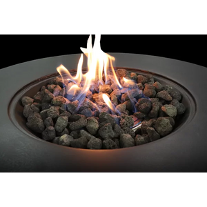 English Elm 11" Charcoal Fibre Reinforced Concrete Outdoor Propane Fire Pit Table with Lid, Tank Compartment, Modern Design B120P202826