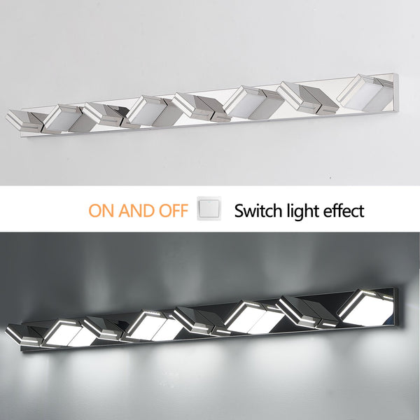 English Elm Modern Chrome Led Vanity Light - 8-Light Wall Sconce For Bright, Flattering Illumination & Style W2312P374924