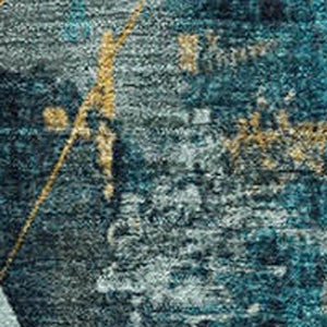 HomeRoots 10' X 14' Teal And Gold Geometric Area Rug - Washable, Stain-Resistant, UV Protected for Busy Homes 707005