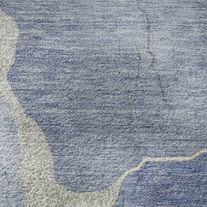 HomeRoots 8' X 10' Washable Denim Blue & Gray Abstract Area Rug with UV Protection for Family Homes & Pets 707009
