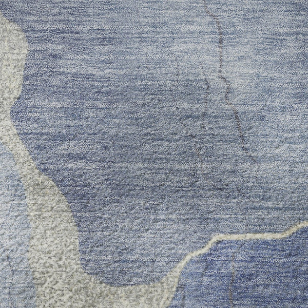 HomeRoots 8' X 10' Washable Denim Blue & Gray Abstract Area Rug with UV Protection for Family Homes & Pets 707009