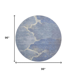 HomeRoots 8' X 10' Washable Denim Blue & Gray Abstract Area Rug with UV Protection for Family Homes & Pets 707009