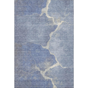 HomeRoots 9' X 12' Denim Blue & Gray Washable Area Rug - Modern Abstract Design with UV Protection & Durability 707010