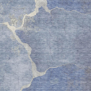 HomeRoots 10' Denim Blue & Gray Abstract Rug - Washable, UV-Protected, Durable for Living Spaces & Playrooms 707011
