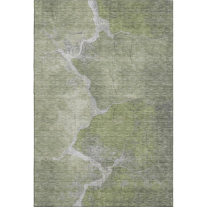 HomeRoots 5' X 8' Washable Green and Gray Abstract Area Rug with UV Protection for Stylish Homes & Durability 707013