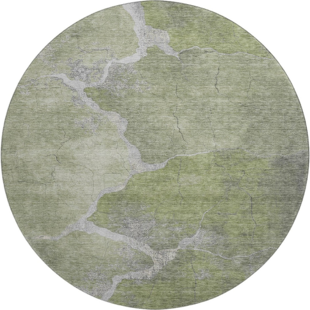 HomeRoots 8' X 10' Green and Gray Abstract Washable Area Rug – Stain Resistant, UV Protected, Stylish Comfort! 707015