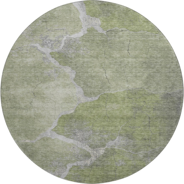 HomeRoots 8' X 10' Green and Gray Abstract Washable Area Rug – Stain Resistant, UV Protected, Stylish Comfort! 707015