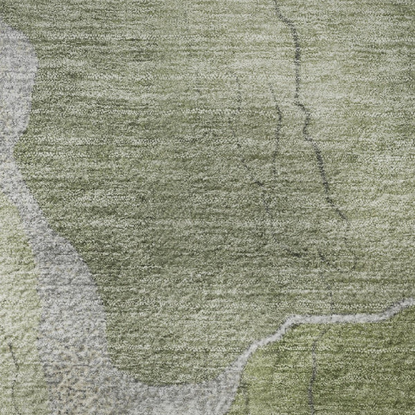 HomeRoots 8' X 10' Green and Gray Abstract Washable Area Rug – Stain Resistant, UV Protected, Stylish Comfort! 707015