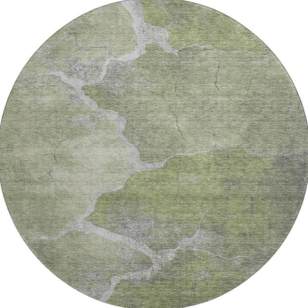 HomeRoots 8' X 10' Green and Gray Abstract Washable Area Rug – Stain Resistant, UV Protected, Stylish Comfort! 707015