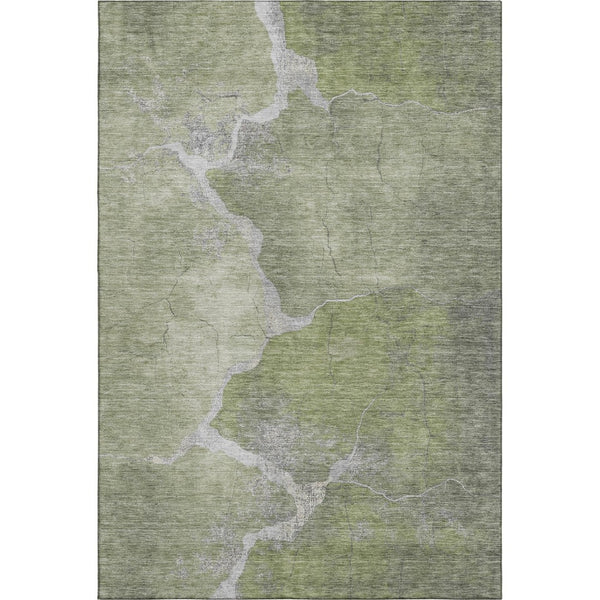 HomeRoots 9' X 12' Green And Gray Abstract Washable Area Rug - Durable, Stain-Resistant, UV Protected Design! 707016
