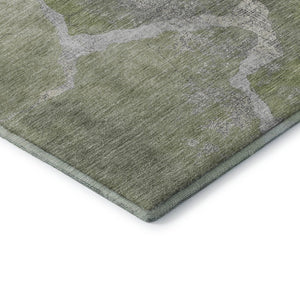 HomeRoots 9' X 12' Green And Gray Abstract Washable Area Rug - Durable, Stain-Resistant, UV Protected Design! 707016