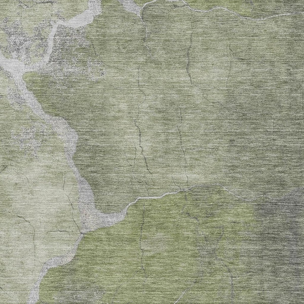 HomeRoots 9' X 12' Green And Gray Abstract Washable Area Rug - Durable, Stain-Resistant, UV Protected Design! 707016