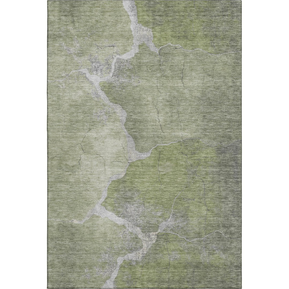 HomeRoots 10' X 14' Modern Green & Gray Abstract Area Rug – Washable, UV Protected, Perfect for Family Spaces! 707017