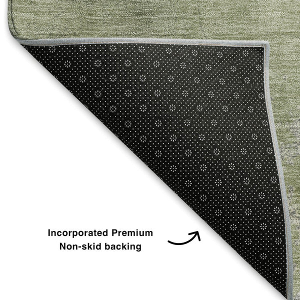 HomeRoots 10' X 14' Modern Green & Gray Abstract Area Rug – Washable, UV Protected, Perfect for Family Spaces! 707017