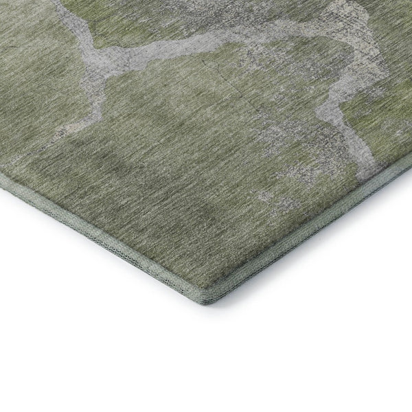 HomeRoots 10' X 14' Modern Green & Gray Abstract Area Rug – Washable, UV Protected, Perfect for Family Spaces! 707017